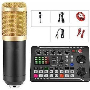 Geluidskaartset, Podcast Microfoon Geluidskaart Kit, Professionele Studio Condensator Mic & F998 Live Sound Mixer(Sound Card and Mic)