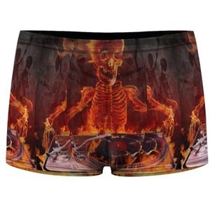 Fire Skull DJ Boxershorts voor heren, sexy shorts, mesh boxers, ondergoed, ademende onderbroek, string