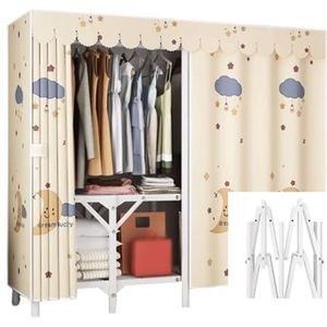 Draagbare kledingkast, eenvoudig te monteren, kledingkast, stalen kledingkast, om op te hangen, eenvoudige ruimte, opvouwbare kast