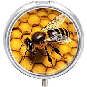 Gele Honing Pillendoos Mini Pillendoosje Pocket Pil Case voor Mannen Reizen Pillendoos Leuke Pil Organizer 3 Compartiment Geneeskunde Pil Organizer Pil Container Pillenhouder