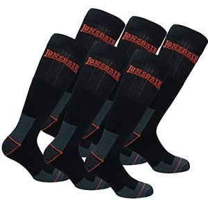 Lonsdale 6 Paar Lange Werk Sokken Knie Hoogte - Hiel Toe Versterking - Badstof Katoen (Zwart, 39-42)