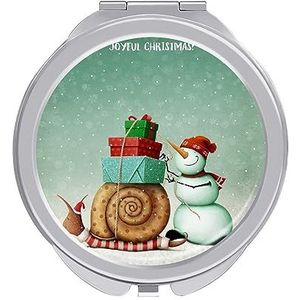 Vrolijke Kerst Slak Sneeuwpop Compact Kleine Reizen Make-up Spiegel Draagbare Dubbelzijdige Pocket Spiegels Voor Handtas Purse