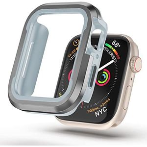 V-MOTA Aluminiumlegering behuizing combinatie van zacht rubber (TPU) en luchtvaartkwaliteit aluminium, compatibel met Apple Watch Series 6/5/4/SE, iWatch (44mm, Gary)