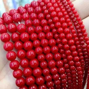 Zwarte Onyx Agaat ronde stenen kralen voor sieraden maken DIY armband ketting hangers 4/6/8/10/12/mm streng 15''-rood koraal kleur-12 mm Ongeveer 30 stuks