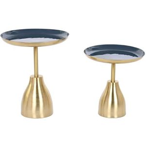 Home ESPRIT Set van 2 tafels blauw goud 40,5 x 40,5 x 48 cm