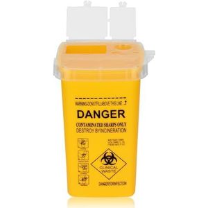 Sharp Container, ATOMUS 1L Tattoo Plastic Sharp Container Tattoo Medical Disposal Biohazard Needle Waste Box Safe Lock Container Tattoo Supplies (1PC, Yellow)