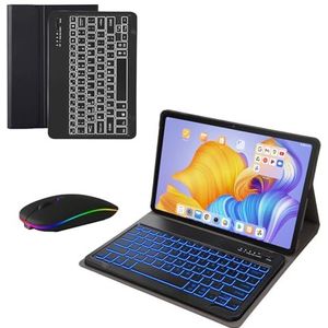 Toetsenbordhoes Voor Honor Pad 8 12 Inch, 7-Kleuren Achtergrondverlichting Afneembaar Draadloos Bluetooth-Toetsenbord Met Tabletmuis,zwart