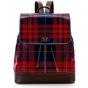 Blauwe Rode Tartan Plaid Schotse Patroon Gepersonaliseerde Schooltassen Bookbags voor Tiener, Meerkleurig, 27x12.3x32cm, Rugzak Rugzakken