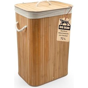 Wasmand met deksel en compartiment, stabiel, beige, met waszak