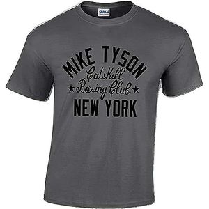 Mike Tyson Mens T-Shirt Boxing Design Iron Gym Training Top Grey T-shirts & overhemden(X-Large)