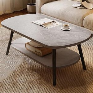 Multifunctionele klaptafel, 2-laags ovale salontafel, moderne koffie- en theetafel met opbergvak, mid-century salontafel for de woonkamer(Slate,39.37""Lx19.69""Wx16.54""H(100x50x42cm))