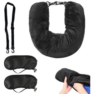 1 reiskussen, 2 slaapmaskers, vliegtuigkussens, draagbaar nekkussen, reiskussen, reisaccessoires