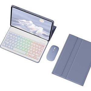 Toetsenbordhoes voor Lenovo Tab M11 11 inch 2024, 7 kleuren verlicht afneembaar Bluetooth-toetsenbord, zachte TPU-achterkant, tabletmuis, paars