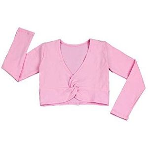 ShiFan Gebreid vest voor kinderen, lange mouwen, meisjes, dik, warm, cardigan, ballet bolero, roze, 120-140