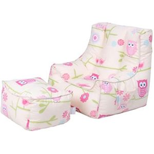 Ready Steady Bed Kinderen Bean Bag stoel met voetenbankje | Child Play veilig zachte stoel speelkamer Sofa | Ergonomisch ontworpen peuter fauteuil | Comfy kinderen (Uilen)