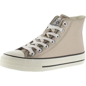 Victoria Tribu Metallic Leather Effect Mid Boot & Retro Logo & Shiny Finish Sole 1057106 for Women PLATINO 37