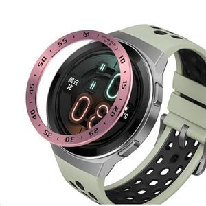 GIOPUEY Bezel Ring Compatibel met HUAWEI Watch GT2E, Bezel Styling Ring Beschermhoes, Aluminiumlegering Metalen Beschermende Horloge Ring - A-Rose Goud