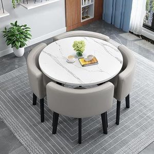 XIANGLV Eettafelset voor 4 vergaderzalen tafel ronde tafel en stoelen eetkamer tafel set voor 4 kleine ronde eettafel ronde keukentafel cirkel keukentafel (A1,80x80x75cm)