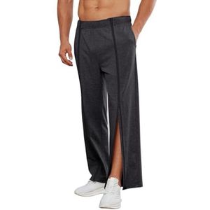 Heren Revalidatiebroek - Zijrits - Baggy - Joggingbroek - Vrijetijdsbroek Met Zijrits En Wijde Pijpen - Sportbroek joggingbroek(Grey A,S)