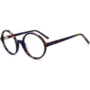 Nepbrillen, Acetaat Brilmontuur Rond Unisex Multicolor 139x135mm(Purple and Blue)