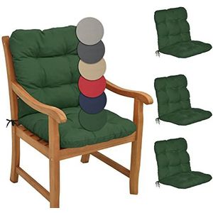 Beautissu Flair NL tuinkussen set van 4 - kussen voor tuin meubelen – zitkussen 100x50x8 cm donkergroen – tuinkussens in matraskussen kwaliteit