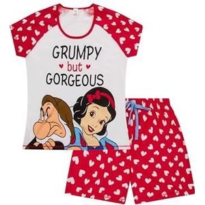 Disney Sneeuwwitte dwergen chagrijnig maar prachtige korte katoenen pyjama set dames PJ's, Wit, 42-44