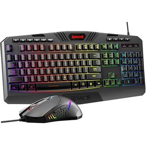 Redragon S101 Gaming-toetsenbord, M601-muis, RGB-gamingtoetsenbord met achtergrondverlichting, programmeerbare gamingmuis met achtergrondverlichting, voordelige combinatieset [nieuwe versie]