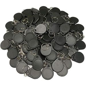 OBO HANDS (100 stuks waterdicht ABS 13,56 MHz MF Classic 1K Iso 14443 a NFC RFID Token, KeyFob, Label, zwart, Grijs, RFID)