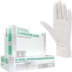 Nitrilhandschoenen 100 stuks doos (L, wit) Wegwerphandschoenen, wegwerphandschoenen, onderzoekshandschoenen, nitrilhandschoenen, poedervrij, zonder latex, niet-steriel, latexvrij, black, disposible gl