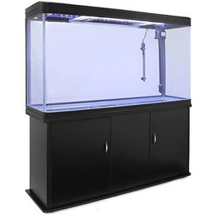 Aquarium & Meubel set 300 liter 120x70x39 cm Kleur: Zwart LEDverlichting Geschikt voor zoetwater, tropische en zoute water vissen Filtratiesnelheid: 1800 l/h gebogen hoeken