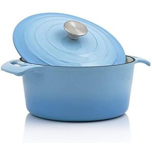 BBQ-Toro Cocotte I 4,0 liter, Ø 24 cm I geëmailleerde gietijzeren braadpan met deksel I geschikt voor inductie (blauw)