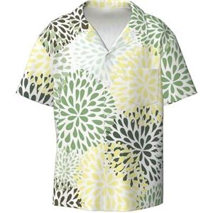 YQxwJL Ananas.. Print Mens Casual Button Down Shirts Korte Mouw Rimpel Gratis Zomer Jurk Shirt met Zak, Bloemblaadjes Tuin Bladeren, XXL