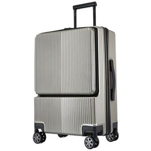 Koffer Trolleybagage met aluminium frame, zakenreiskoffer op wielen, koffer met laptoptas (Color : Zipper2, Size : 20inch)