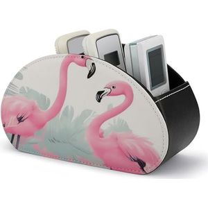 ZLFDSKGY Love Flamingo Bedrukte Afstandsbediening Opbergdoos met 5 Compartimenten Afstandsbediening Houder Desktop Organizer voor Make-up Borstel Controller Bril Kantoor Thuis