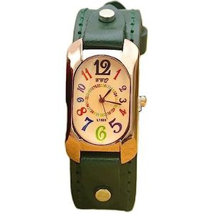 Polshorloge Polshorloges Roestvrijstalen horloge Retro polshorloge Leren band Kleur Digitaal Rechthoek Polshorloge Brons Quartz Horloges Mode-stijl