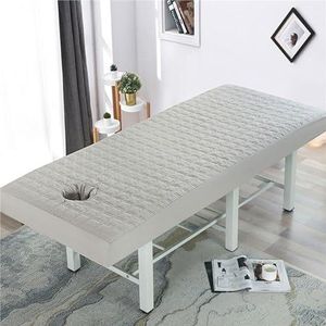 Katoenen Beauty Bed Cover Wasbare Massage Bed Cover Met Gezichtsgat, Zachte Wasbare SPA Massagetafel Gezichtshanddoek Geschikt For Salons SPA En Therapeuten(Light Grey,60x185cm)
