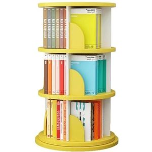 Boekenkast Roterende Boekenplank, 3-laags Boekenkast, Displayrek, Vloerstaande Boekenplank Voor Woonkamer, Kantoor Boekenplank (Color : Yellow, Size : 50 * 96cm)