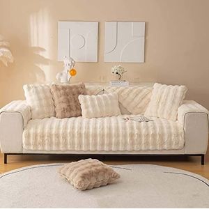 Sofa Hoes Hoek 3/2/1/4 Zits Bank Hoes Universele Antislip Hoekbank hoes L Vorm Super Zachte Nep Bont Bank Kussenovertrekken voor Woonkamer(Beige,70 * 90CM)