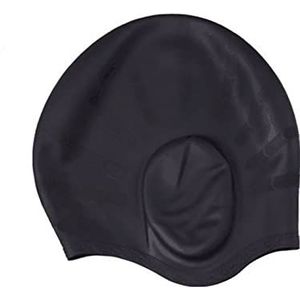 Zwembadmuts Flexibele plastic gel douchemuts voor mannen en vrouwen geschikt voor badmuts met lang haar waterdicht zwembad oorkap waterdichte badmuts (kleur: zwart)
