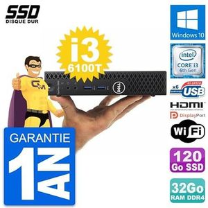 Dell Mini PC 3050 Micro Intel i3-6100T RAM 32GB SSD 120GB HDMI Windows 10 WiFi (Refurbis)