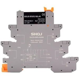 Interface voor DIN-railmontage, slank SSR-relais, QJCS-05G-AD24 SSR IN 12-24 V DC-spoel, 2 A 6 A SPNO DC-besturing DC DC Controle AC (Maat: 2A DC-AC Schroef Grijs)