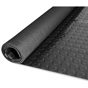 Gestructureerde vloermat rubber 120 cm breed 3 mm dik zwart, Rubber, 90 x 120cm