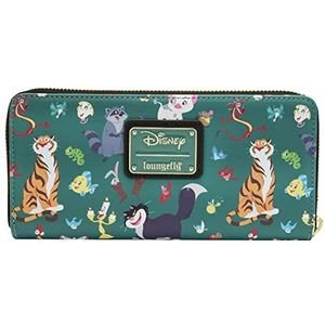 Loungefly Disney Princess Sidekicks All Over Print Mini Rugzak Tas Portemonnee, Blauwgroen, Portemonnee