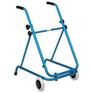 Aluminium rollator met twee wielen.