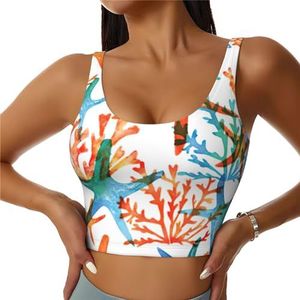 Marine Zeester Koraal Print Casual Wear Vrouwen Sport Vest Yoga Vest Workout Vest Voor Vrouwen Lichtgewicht Trendy, Zwart, S