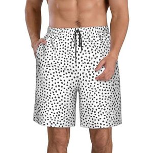 JIAWUJYNB Zwarte en witte stippenprint strandshorts voor heren, zomershorts met sneldrogende technologie, licht en casual, Wit, XL