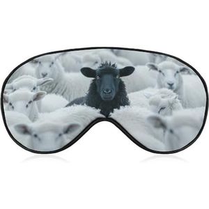 Zwarte schapen in kudde witte schapen slaapmasker met verstelbare riem, comfortabel zacht oogmasker, slaaphulp, lichtblokkerende oogmaskers