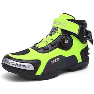 Lichtgewicht motorlaarzen heren, waterdichte gevechtsenkellaarzen, werklaarzen voor straatrijden voor heren, casual motorrijlaarzen(Color:Green,Size:45 EU)