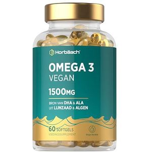 Omega 3 Vegan 1500mg | Omega 3 Algenolie 60 Veganistische Softgels | DHA & EPA | Plantaardig Supplement | van Horbaach