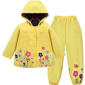 LZH babymeisjes regenjas pak waterdichte capuchon jas en broek uitloper
